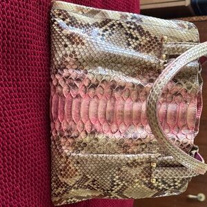 NEW!  Designer Genuine Python Tote  with hues of Bright Pinks and Tans.